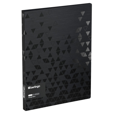 Папка с пружинным скоросшивателем Berlingo "Triangle Black" А4, 17мм, 1000мкм, черная, с внутр. карманом, 390228