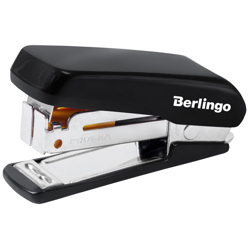 Мини-степлер №24/6, 26/6 Berlingo "Comfort" до 20л., пластиковый корпус, черный, 320537