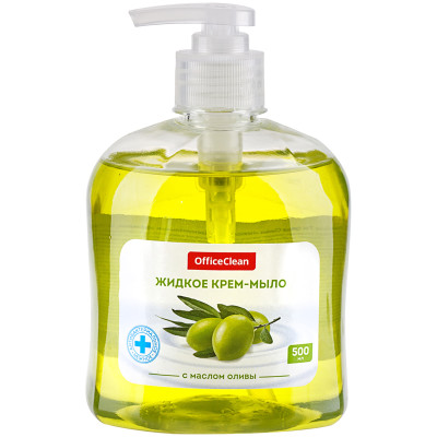 Мыло-крем жидкое OfficeClean "Нежное", антибактериальное, с маслом оливы, с дозатором, 500мл, 281354