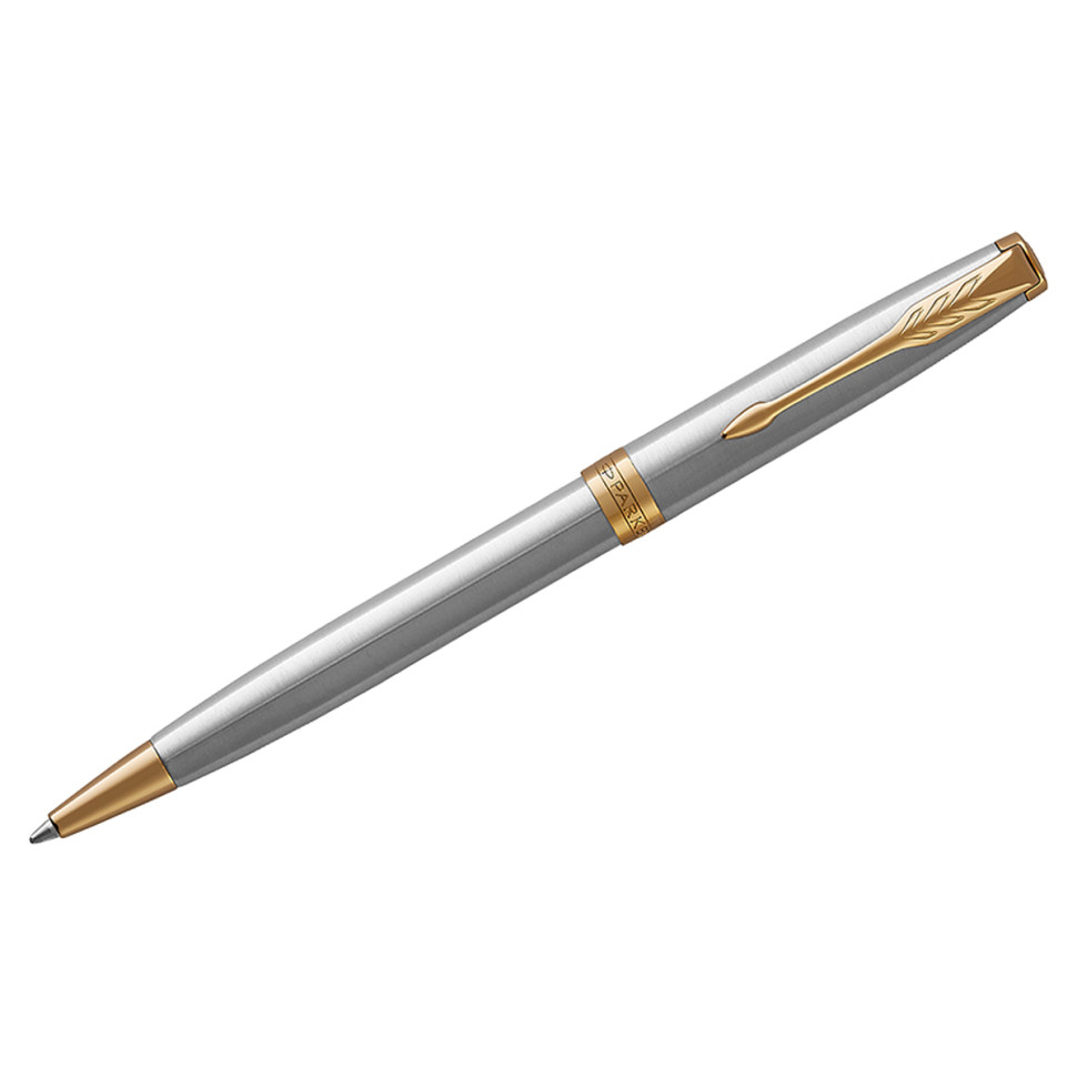 Ручка шариковая Parker "Sonnet Stainless Steel GT" черная, 1,0мм, поворот., подарочная упаковка, 240061