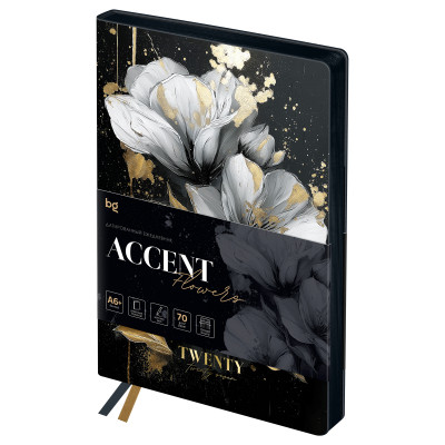 Ежедневник датированный 2027г., А6+, 176л., мягкий переплет, кожзам, BG "Accent", цветы, фольгированный срез, 390415