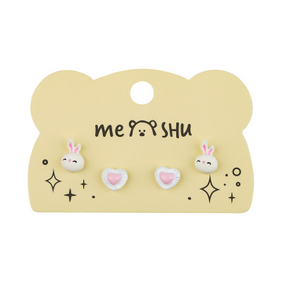 Серьги MESHU "Cuteness", бижутерия, 2 пары, европодвес, 3 штук, 369275
