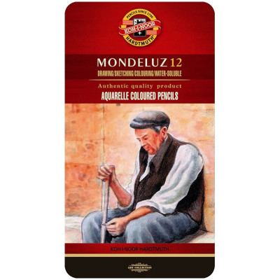 Карандаши акварельные Koh-I-Noor "Mondeluz Old Man 3722", 12цв., заточен., метал. пенал, 321830