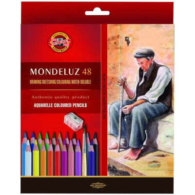 Карандаши акварельные Koh-I-Noor "Mondeluz Old Man", 48цв., заточен., кисть+точилка, картон, европодвес, 307610