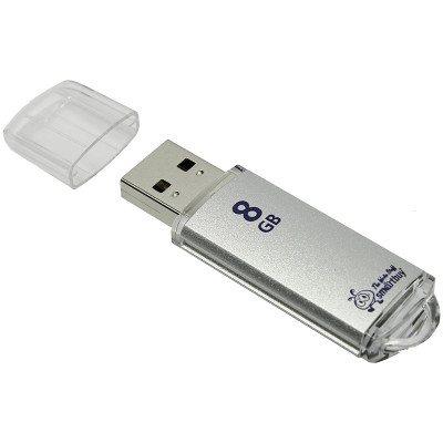 Память Smart Buy "V-Cut"  8GB, USB 2.0 Flash Drive, серебристый (металл. корпус ), 193343