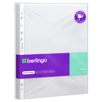 Папка-вкладыш с перфорацией Berlingo "Mirror", А4, 30мкм, глянцевая, 200 штук, 375523