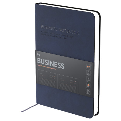 Ежедневник недатированный, А5, 136л., мягкий переплет, кожзам, BG "Business. Navy blue", темно-синий, 369935