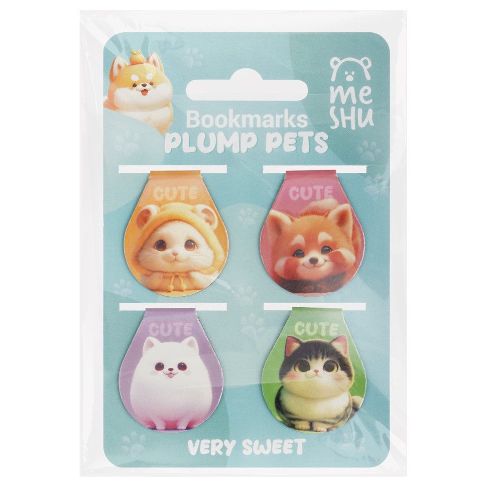 Закладки магнитные для книг, 4шт., MESHU "Plum pets", голографическая фольга, 10 штук, 382176