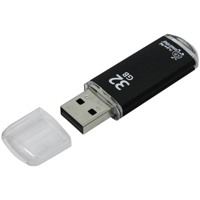 Память Smart Buy "V-Cut"  32GB, USB 2.0 Flash Drive, черный (металл. корпус ), 222374