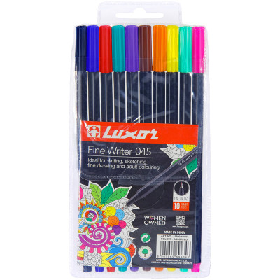Набор капиллярных ручек Luxor "Fine Writer 045" 10цв., 0,8мм, европодвес, 316925