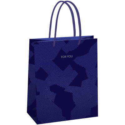 Пакет подарочный 18*23*10см MESHU "Blue pattern", выборочный лак, матовая ламинация, 371028