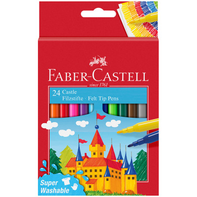 Фломастеры Faber-Castell "Замок", 24цв., смываемые, картон, европодвес, 315948