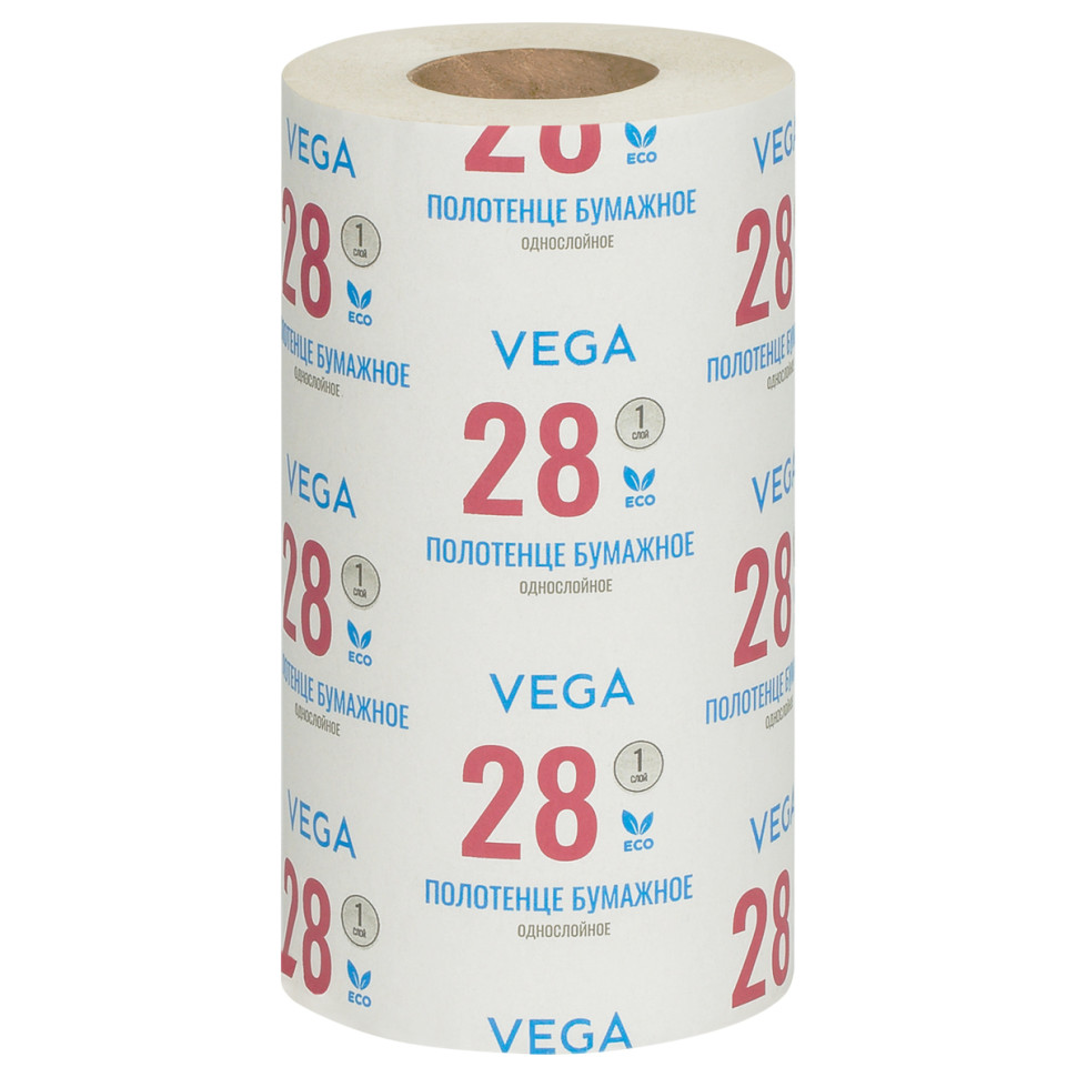 Полотенца бумажные в рулонах Vega, 1-слойные, 28м/рул., серые, 24 штук, 361850
