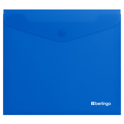 Папка-конверт на кнопке Berlingo "Soft Touch", А5+, 200мкм, софт-тач, синяя, 12 штук, 369428