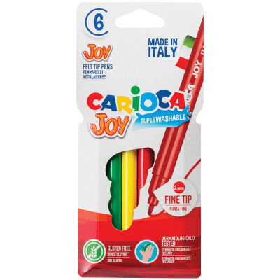 Фломастеры Carioca "Joy", 06цв., смываемые, картон, европодвес, 002745