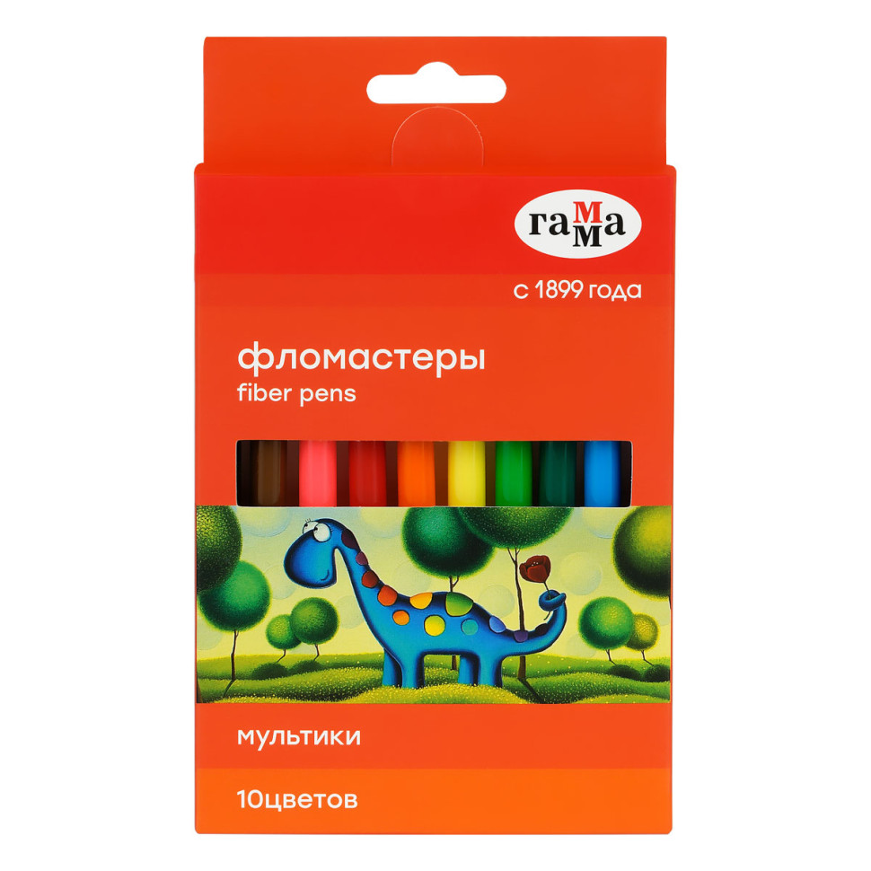 Фломастеры Гамма "Мультики", 10цв., смываемые, картон. упак., европодвес, 356548