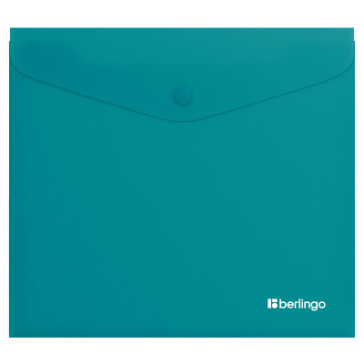 Папка-конверт на кнопке Berlingo "Soft Touch", А5+, 200мкм, софт-тач, бирюзовая, 12 штук, 369430