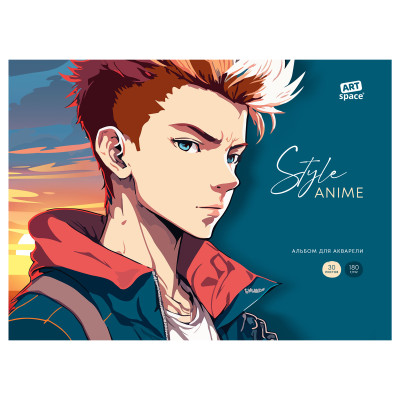 Альбом для акварели, 30л., А4, на склейке ArtSpace "Anime style. Man", 180г/м2, 357439