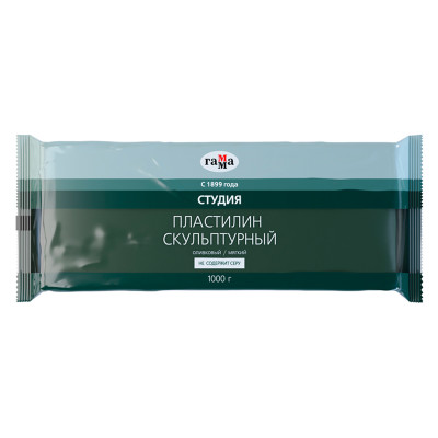 Пластилин скульптурный Гамма "Студия", оливковый, мягкий, 1кг, пакет, 154953