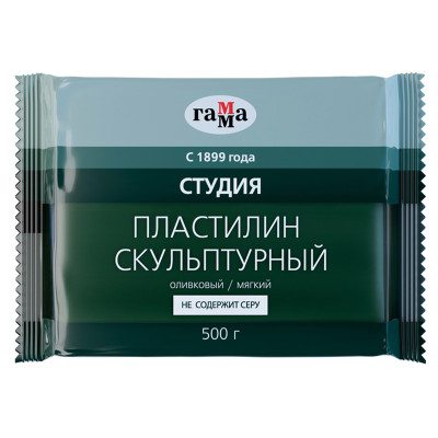 Пластилин скульптурный Гамма "Студия", оливковый, мягкий, 500г, пакет, 153217