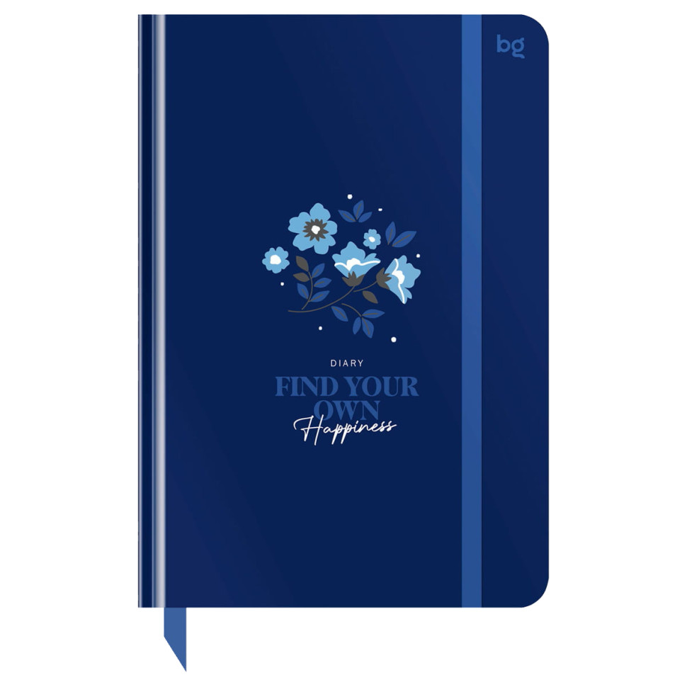 Ежедневник недатированный А5, 136л., 7БЦ BG "Flowery. Blue", глянцевая ламинация, отд.фольгой, 376414