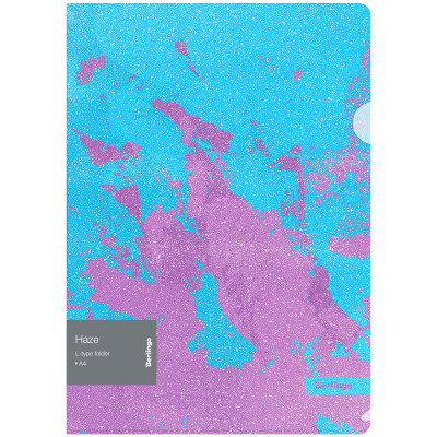 Папка-уголок Berlingo "Haze", 200мкм, голубая/сиреневая, с рисунком, с эффектом блесток, 334645