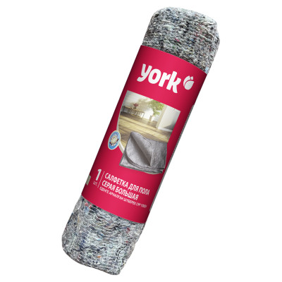 Тряпка для пола York, хлопок/полиэстер, 60*75см, 260г/м2, серая, в рулоне, 355940