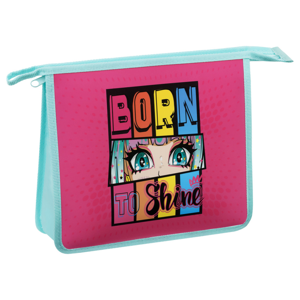 Папка для тетрадей 1 отделение, А4, ArtSpace "Born to shine", пластик, на молнии, 365807
