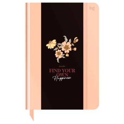 Ежедневник недатированный А5, 136л., 7БЦ BG "Flowery. Peach", глянцевая ламинация, отд.фольгой, 376416