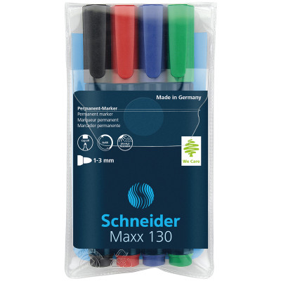 Набор перманентных маркеров Schneider "Maxx 130" 04цв., пулевидный, 1,0мм, 256991