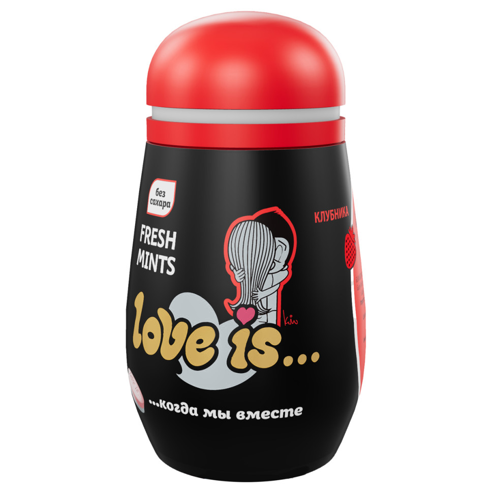 Освежающее драже Love is... со вкусом клубники, в пластиковой упаковке 45г, 6 штук, 383313 Освежающее драже Love is... со вкусом клубники, в пластиковой упаковке 45г, 6 штук, 383313