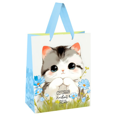 Пакет подарочный 26*32*12см MESHU "Cute kitten", матовая ламинация, 382318