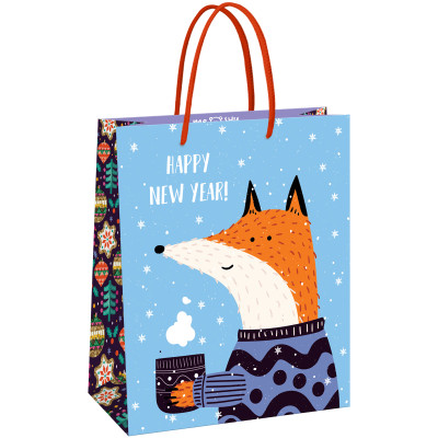 Пакет подарочный 26*32*12см MESHU "Hygge fox",  матовая ламинация, 371053