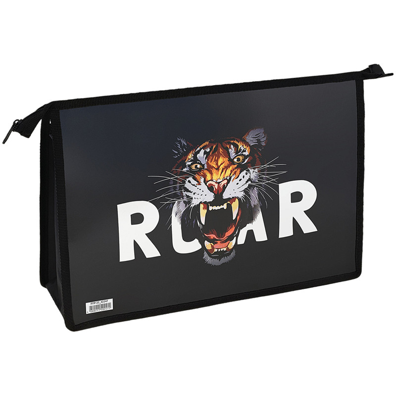 Папка для тетрадей 2 отделения А4 ArtSpace "Tiger", пластик, фольга, на молнии, 331424