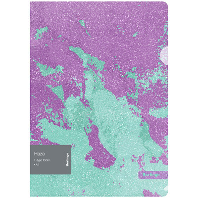 Папка-уголок Berlingo "Haze", 200мкм, сиреневая/мятная, с рисунком, с эффектом блесток, 334648