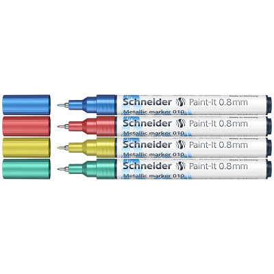 Набор маркеров для декорирования Schneider "Paint-It 010" 04цв., металлик, 0,8мм, 328762