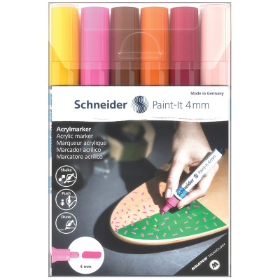 Набор маркеров акриловых Schneider "Paint-it 320", 4мм, ассорти, 6шт., 320067