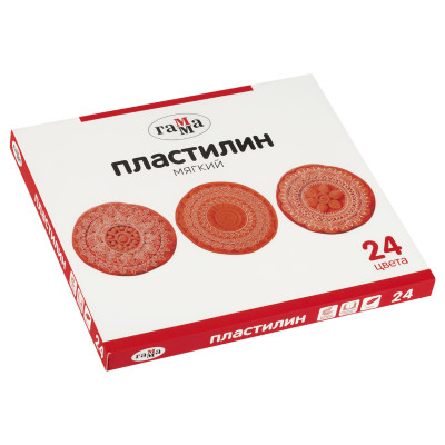 Пластилин Гамма, 24 цвета, 480г, со стеком, картон. упаковка, 371194