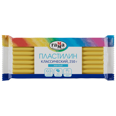 Пластилин Гамма "Классический", желтый, 250г, 274070