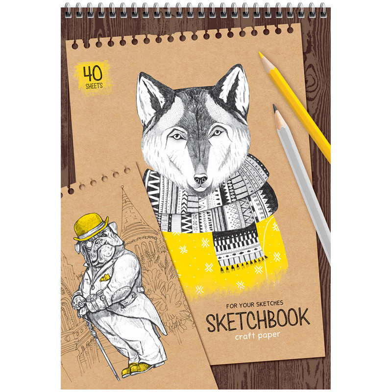 Скетчбук 40л., А4 ArtSpace "Craft style", на гребне, крафт, 80г/м2, 315921