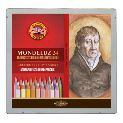 Карандаши акварельные Koh-I-Noor "Mondeluz Portrait 3724", 24цв., заточен., метал. пенал, 324482