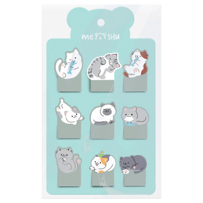 Флажки-закладки MESHU "Sweety kitty" пластиковые фигурные, 20л*12 дизайнов, европодвес, 371417