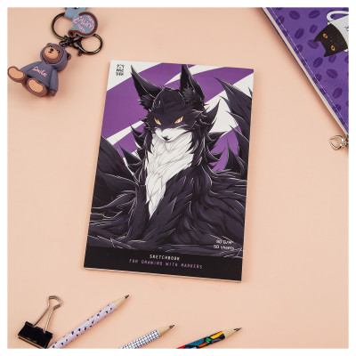 Скетчбук для рисования маркерами 50л. А5 на склейке MESHU "Anime cat", 90г/м2, soft touch, 358386