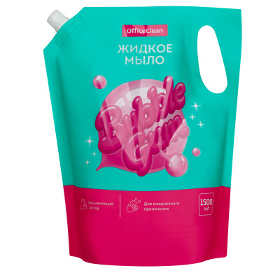 Мыло жидкое OfficeClean "Bubble gum", дой-пак, 1500мл, 385601