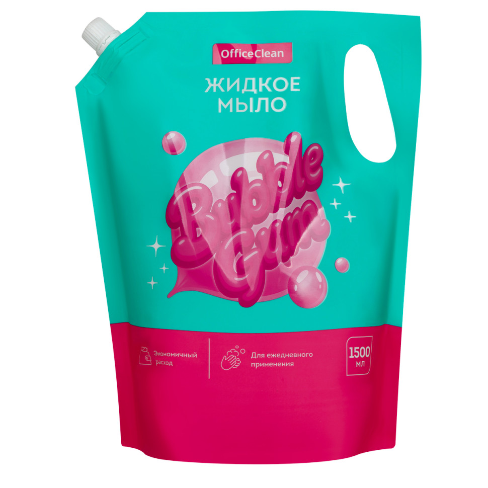 Мыло жидкое OfficeClean "Bubble gum", дой-пак, 1500мл, 385601