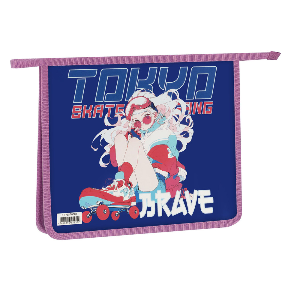 Папка для тетрадей 1 отделение, ArtSpace "Tokyo brave", А5, пластик, на молнии, 380274