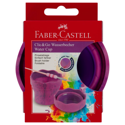 Стакан для воды Faber-Castell "Clic&amp;Go", складной, розовый мрамор, 386610