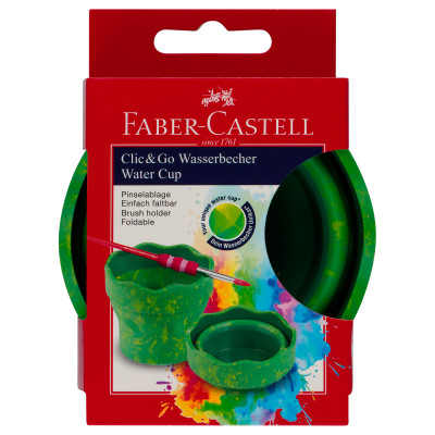 Стакан для воды Faber-Castell "Clic&amp;Go", складной, зеленый мрамор, 386611