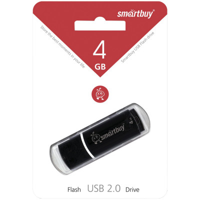 Память Smart Buy "Crown"  4GB, USB 2.0 Flash Drive, черный, 218758