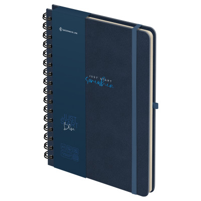 Записная книжка А5 96л., кожзам, на гребне, Greenwich Line "Just start. Blue", твердая обложка, тиснение фольгой, с петлей для ручки, 358026